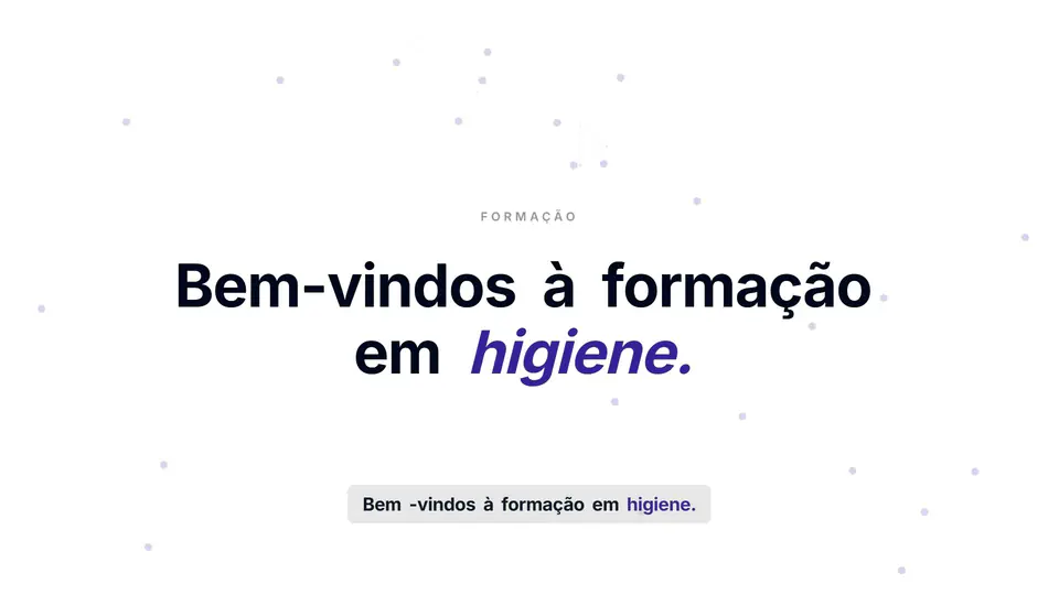 Título de abertura do vídeo de formação em higiene